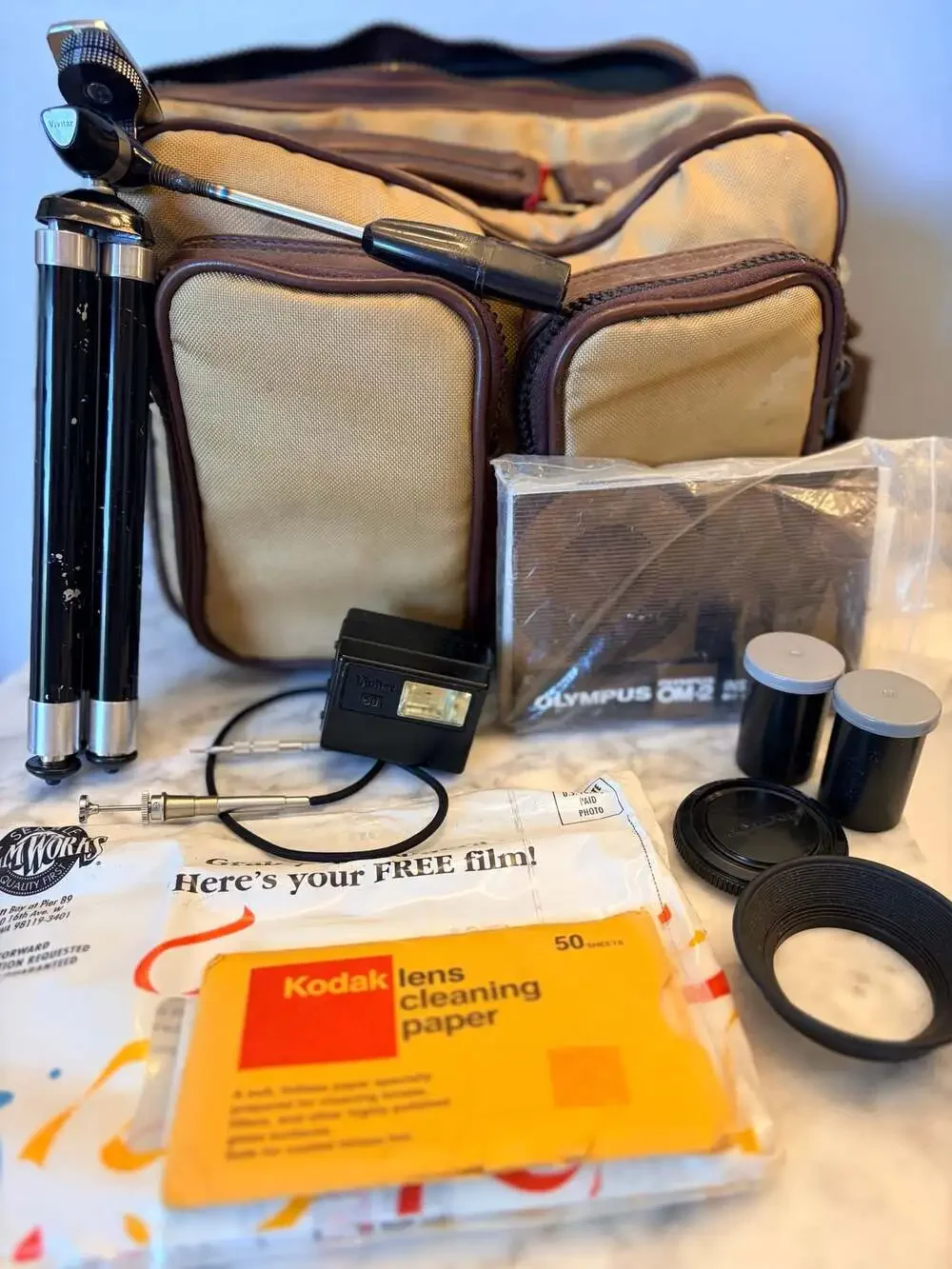 Olympus OM-2N 35mm SLR Film Camera Bundle